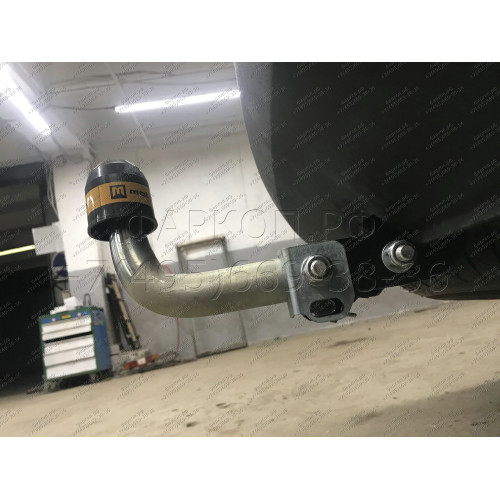 90908-A MOTODOR Фаркоп с оцинкованным шаром на Hyundai Santa Fe 2012-2018, Hyundai Grand Santa Fe 2014-2018, Kia Sorento 2012-2020, кроме Prime. Необходима подрезка бампера. Тип шара: A. Нагрузки: 1500/75 кг, масса фаркопа 16,5 кг (без электрики в комплек
