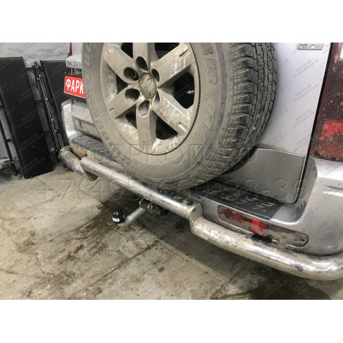 M082A GALIA Полностью оцинкованный фаркоп на Mitsubishi Pajero IV 2007-2020 (без подрезки бампера), Mitsubishi Pajero III 2000-2007 3/5 дверей V7 (невидимый вырез бампера). Тип шара: A. Нагрузки: 3500/135 кг, масса фаркопа 21,42 кг