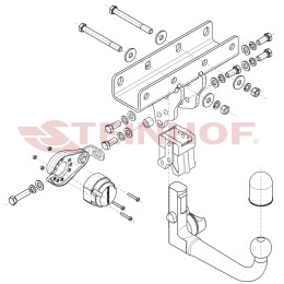 J-078 STEINHOF Фаркоп на Jeep Wrangler JL (кроме AdBlue) 2018- без снятия и подрезки бампера. Тип шара: AV (вертикальное быстросъемное крепление шара на ключе). На