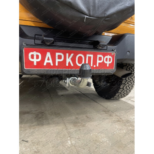 J008C GALIA Полностью оцинкованный фаркоп на Jeep Wrangler JK 2007-2018, JL 2018-. Подрозетник убирается за бампер. Тип шара: C (горизонтальный съемный). Установка без снятия и выреза бампера. Нагрузки: 3500/170 кг, масса фаркопа 9,87 кг