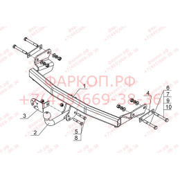 JW 02 AVTOS Фаркоп на Jeep Compass 2006-2017, Jeep Liberty 2006-2016. Требуется подрезка бампера. Тип шара: A. Нагрузки: 1500/75 кг, масса фаркопа 16 кг (без электрики в комп