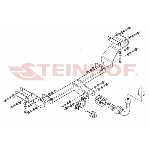 K-004 STEINHOF Фаркоп на Kia Ceed SW универсал 2007-2013 без снятия и подрезки бампера. Тип шара: AH (горизонтальное быстросъемное крепление шара на ключе). Нагрузки: 1600/75 кг, масса фаркопа 17,7 кг (без электрики в комплекте)