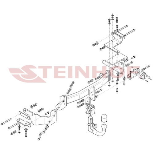 K-040 STEINHOF Фаркоп на Kia Sorento UM 2015-2018. Требуется подрезка бампера. Тип шара: AV (вертикальное быстросъемное крепление шара на ключе). Нагрузки: 2500/100 кг, масса фаркопа 21,1 кг (без электрики в комплекте)