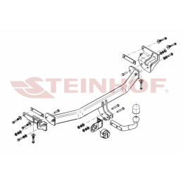 K-057 STEINHOF Фаркоп на Kia Carens 2013-2019 без снятия и подрезки бампера. Тип шара: A. Нагрузки: 1500/75 кг, масса фаркопа 16,6 кг (без электрики в комплекте)