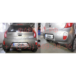 K036A GALIA Полностью оцинкованный фаркоп на Kia Picanto 2011-2017. Тип шара: A. Установка без снятия и выреза бампера. Нагрузки: 900/28 кг, масса фаркопа 10,72 кг