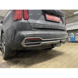 K050A GALIA Полностью оцинкованный фаркоп на Kia Sorento MQ4 2020-, Hyundai Santa Fe 2020-2023. Тип шара: A. Невидимый вырез бампера. Нагрузки: 2600/120 кг, масса фаркопа 17,25