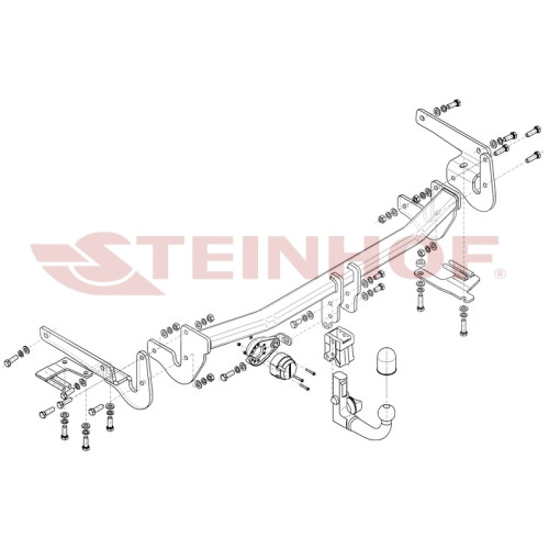 L-174 STEINHOF Фаркоп на Lexus NX 2014-2021. Требуется подрезка бампера. Тип шара: AV (вертикальное быстросъемное крепление шара на ключе). Нагрузки: 1500/85 кг, масса фаркопа 21,2 кг (без электрики в комплекте)