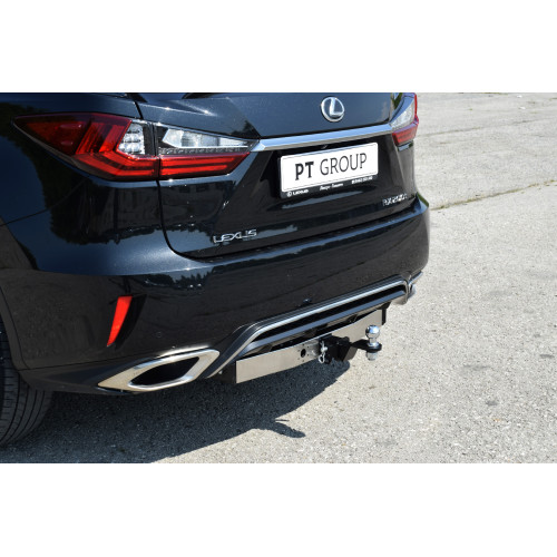 LRX-15-991124.00 PT GROUP Фаркоп с нержавеющей накладкой на Lexus RX, кроме Long, в т.ч. F Sport 2015-2019 без подрезки бампера. Тип шара: E (легкосъемный шар под квадрат). Нагрузки: 2500/120 кг, масса фаркопа 24,4 кг (без электрики в комплекте)