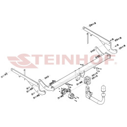 M-066 STEINHOF Фаркоп на Mazda CX-9 2017-2024, Mazda CX-8 2018- без подрезки бампера. Тип шара: AV (вертикальное быстросъемное крепление шара на ключе). Нагрузки: 2500/1
