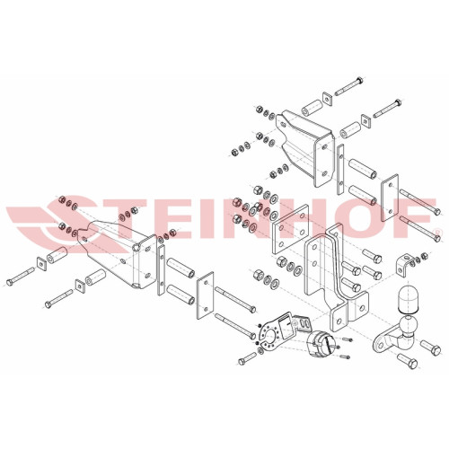 M-152 STEINHOF Фаркоп на Mercedes M-Class w163 1998-2005. Требуется подрезка бампера. Тип шара: F. Нагрузки: 3500/150 кг, масса фаркопа 15,6 кг (без электрики в комплекте)