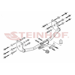 M-235 STEINHOF Фаркоп на Mercedes Vito 1996-2003, Mercedes Viano 1996-2003 без снятия и подрезки бампера. Тип шара: F. Нагрузки: 2000/75 кг, масса фаркопа 14,5 кг (без электрики 
