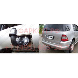 M029A GALIA Полностью оцинкованный фаркоп на Mercedes M-Class w163 1998-2005 (запасное колесо под бампером). Подрозетник убирается за бампер. Тип шара: F. Без вы