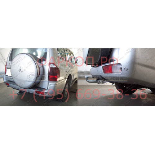 M082A GALIA Полностью оцинкованный фаркоп на Mitsubishi Pajero IV 2007-2020 (без подрезки бампера), Mitsubishi Pajero III 2000-2007 3/5 дверей V7 (невидимый вырез бампера). Тип шара: A. Нагрузки: 3500/135 кг, масса фаркопа 21,42 кг