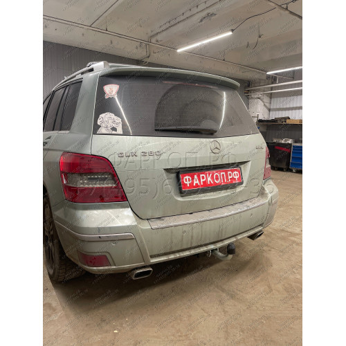 M127A GALIA Полностью оцинкованный фаркоп на Mercedes GLK-Class x204 2008-2015. Подрозетник убирается за бампер. Тип шара: A. Невидимый вырез бампера. Нагрузки: 2500/100 кг, масса фаркопа 19,02 кг