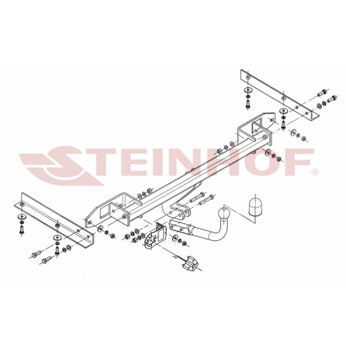 O-142 STEINHOF Фаркоп на Opel Astra IV (J) хетчбек 5 дверей, кроме версии с Flex-Fix, кроме 1.6 Turbo 12/2009-2015 без подрезки бампера. Тип шара: A. Нагрузки: 1600/75 кг, масса фаркопа 21,3 кг (без электрики в комплекте)