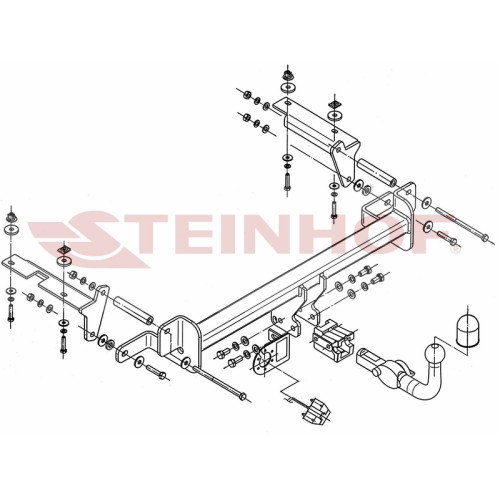 O-233 STEINHOF Фаркоп на Opel Zafira II, кроме OPC 07/2005-2012. Требуется подрезка бампера. Тип шара: AH (горизонтальное быстросъемное крепление шара на ключе). Нагрузки: 1650/75 кг, масса фаркопа 18,6 кг (без электрики в комплекте)