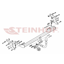 P-023 STEINHOF Фаркоп на Peugeot 207 SW универсал 2007-2012 без подрезки бампера. Тип шара: A. Нагрузки: 1200/50 кг, масса фаркопа 16,9 кг (без электрики в комплекте)