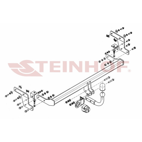 P-023 STEINHOF Фаркоп на Peugeot 207 SW универсал 2007-2012 без подрезки бампера. Тип шара: A. Нагрузки: 1200/50 кг, масса фаркопа 16,9 кг (без электрики в комплекте)