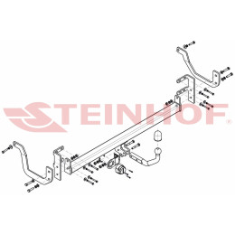 P-048 STEINHOF Фаркоп на Peugeot 508 универсал, кроме GT и HDI 2.2 л 2011-2019. Требуется подрезка бампера. Тип шара: A. Нагрузки: 1900/80 кг, масса фаркопа 23,92 кг (без э
