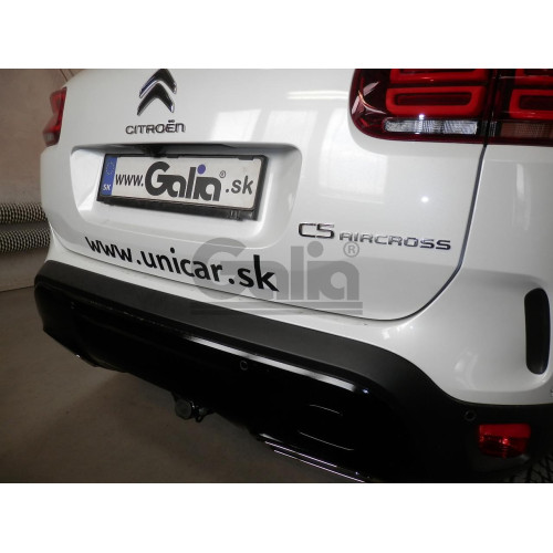 P046A GALIA Полностью оцинкованный фаркоп на Citroen C5 Aircross 2019-, Peugeot 3008 2016-2024, кроме GT line, Opel Grandland X 2017-2021, Opel Grandland 2021-. Подрозетник убирается за бампер. Тип шара: A. Невидимый вырез бампера. Нагрузки: 2000/100 кг, 