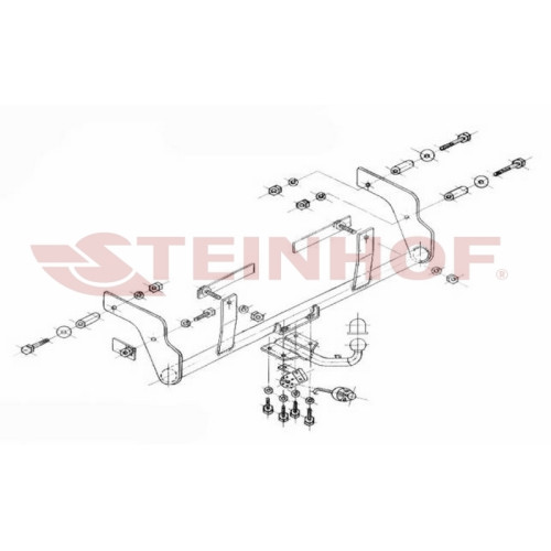 R-072 STEINHOF Фаркоп на Renault Kangoo I 4x4 2001-2008 без подрезки бампера. Тип шара: H (сварное крепление шара). Нагрузки: 1400/75 кг, масса фаркопа 16,9 кг (без электрики в комплекте)