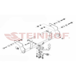 R-072 STEINHOF Фаркоп на Renault Kangoo I 4x4 2001-2008 без подрезки бампера. Тип шара: H (сварное крепление шара). Нагрузки: 1400/75 кг, масса фаркопа 16,9 кг (без элект