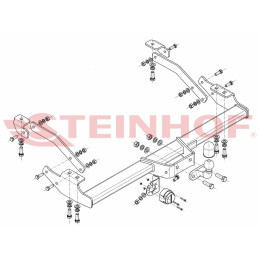 R-128 STEINHOF Фаркоп на Renault Trafic 2014-, Opel Vivaro 2014-2018, FIAT Talento 2016-2020 без снятия и подрезки бампера. Тип шара: F. Нагрузки: 2100/100 кг, масса фаркопа 22,2 кг (без 