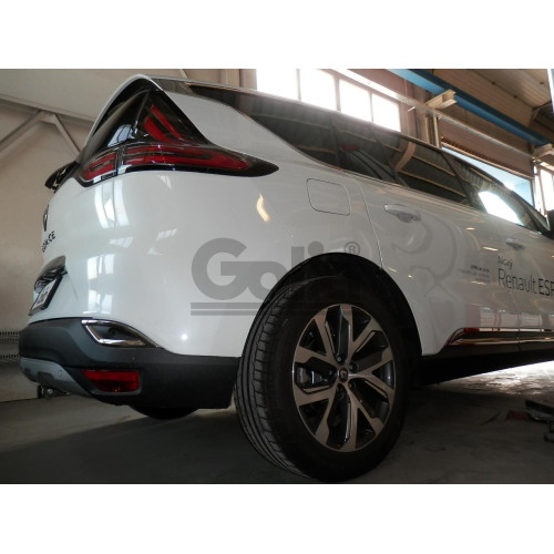 R096C GALIA Полностью оцинкованный фаркоп на Renault Espace 2015-2022. Подрозетник убирается за бампер. Тип шара: C (горизонтальный съемный). Установка без выреза бампера. Нагрузки: 2000/80 кг, масса фаркопа 20,97 кг