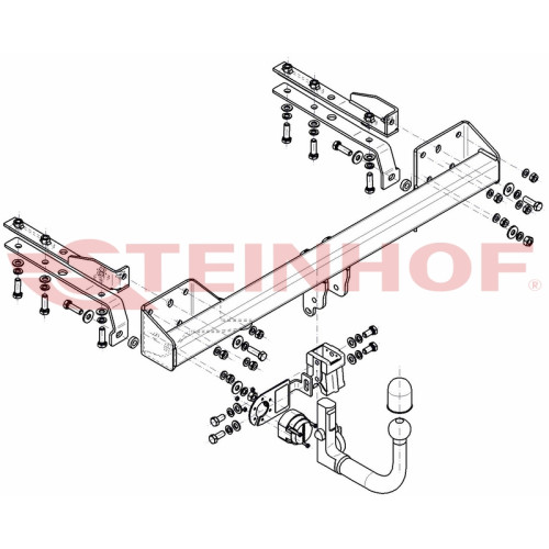 S-417 STEINHOF Фаркоп на Subaru Legacy универсал 2009-2018. Требуется подрезка бампера. Тип шара: AV (вертикальное быстросъемное крепление шара на ключе). Нагрузки: 1800/80 кг, масса фаркопа 24,6 кг (без электрики в комплекте)