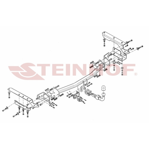 T-195 STEINHOF Фаркоп на Toyota RAV4 2013-2019. Требуется подрезка бампера. Тип шара: AH (горизонтальное быстросъемное крепление шара на ключе). Нагрузки: 2200/90 кг, масса фаркопа 31,1 кг (без электрики в комплекте)