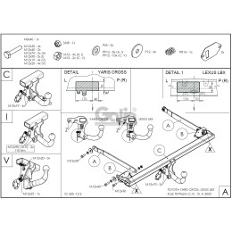 T079C GALIA Полностью оцинкованный фаркоп на Toyota Yaris Cross 2021-, Lexus LBX 2024-. Тип шара: C (горизонтальный съемный). Невидимый вырез бампера. Нагрузки: 1400/75 