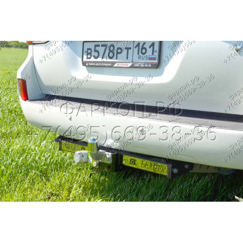 T110-F(N) Лидер-плюс ТСУ (с металлич. пластиной) для Toyota Land Cruiser 200 2007-2021, Lexus LX570 2007-2021, Lexus LX450d 2015-2021 без снятия и выреза бампера. Тип шара: F. Нагрузки: 2000/100 кг, масса фаркопа 19,9 кг (без электрики в комплекте)