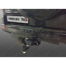 TCU00028 ТСС Фаркоп на UAZ Patriot 2015- без подрезки бампера. Тип шара: E (шаровый узел под американский квадрат). Нагрузки: 1600/100 кг
