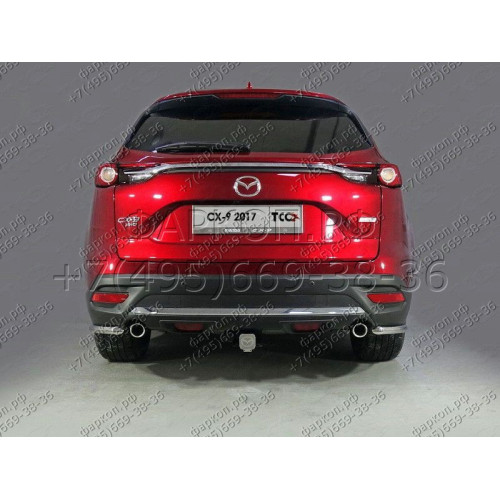 TCU00107 ТСС Фаркоп на Mazda CX-9 2017-2024 без подрезки бампера. Тип шара: E (шаровый узел под американский квадрат). Нагрузки: 1500/75 кг