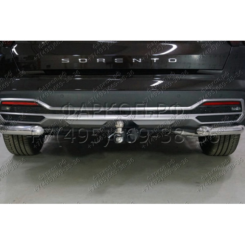 TCU00163 ТСС Фаркоп на Kia Sorento 2020-. Требуется подрезка бампера. Тип шара: E (шаровый узел под американский квадрат). Нагрузки: 1500/80 кг