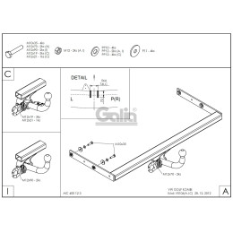 V010C GALIA Полностью оцинкованный фаркоп на Volkswagen Golf III универсал 1993-1999. Тип шара: C (горизонтальный съемный). Подрезка бампера. Нагрузки: 1500/75 кг, 