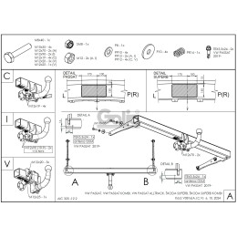 V081V GALIA Полностью оцинкованный фаркоп на Volkswagen Passat B8 седан/универсал 08/2014-2023, в т.ч. Alltrack B8 2015-2023, Skoda Superb 3 седан/универсал 03/2015-2024. Подрозетник 
