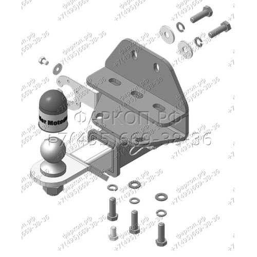 92525-E MOTODOR Фаркоп с оцинкованным шаром на Toyota Land Cruiser 300 2021- без выреза в бампере. Тип шара: E. Нагрузки 2500/100 кг, масса фаркопа 9,1 кг (без электрики в комплекте)