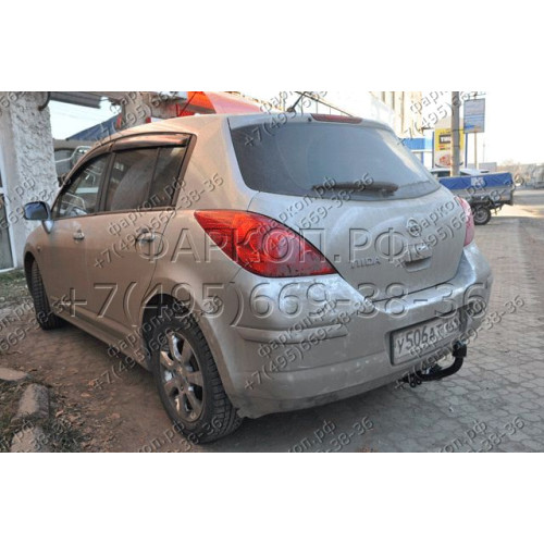 4362-A ORIS Фаркоп на Nissan Tiida хетчбек/седан 2007-2014. Необходима подрезка бампера. Тип шара: A. Нагрузки: 1100/50 кг, масса фаркопа 17,5 кг (без электрики в комплекте)