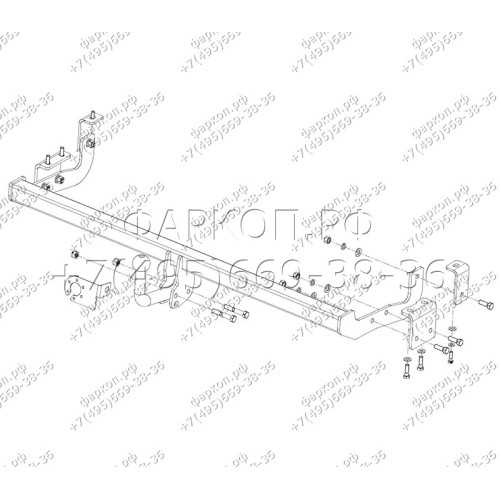 RN 05 AVTOS Фаркоп на Renault Kangoo 1998-2010, Nissan Kubistar 2003-2009 без подрезки бампера. Тип шара: A. Нагрузки: 1250/75 кг, масса фаркопа 16,5 кг (без электрики в комплекте)