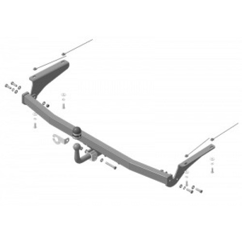 92521-A MOTODOR Фаркоп с оцинкованным шаром на Toyota Alphard 2015-2023, Toyota Vellfire 2015-2023. Необходима подрезка бампера. Тип шара: A. Нагрузки: 1500/75 кг, масса фаркопа 19 кг (без электрики в комплекте)