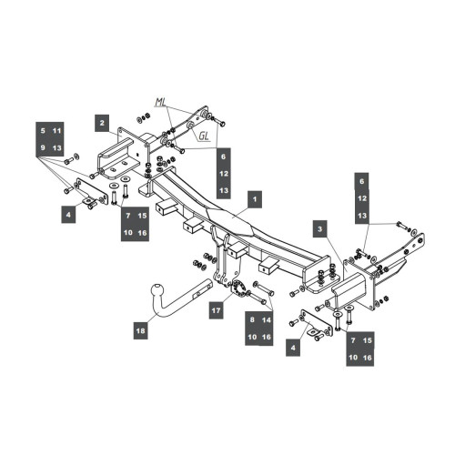 139312 BALTEX Фаркоп на Mercedes GLS-Class x166 2015-2019, Mercedes GLE-Class w166 2016-2018, Mercedes GLE-Class Coupe c292 2016-2018, Mercedes M-Class w164 2005-2011, w166 2011-2015, Mercedes GL-Class x164 2006-2012, x166 2012-2015. Необходима подрезка б