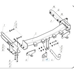 2252-AN ORIS Фаркоп на Mercedes GLS-Class x166 2016-2019, Mercedes GLE-Class w166 2015-2019, Mercedes M-Class w164 2005-2012, w166 2012-2015, Mercedes GL-Class x164 2005-2012, x166 2012-2016. Требуется подрезка бампера. Т
