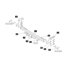 249472 BALTEX Фаркоп на Toyota Regius Ace 2005-2020 (TRH20:2TR-FE, KDH20:2KD FTV стандартный кузов), Toyota Hiace H200 2005-2019 без снятия и выреза бампера. Тип шара: A. Нагрузки: 2000/75 кг