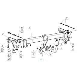 7628-A ORIS Фаркоп на Tenet T8 2025-, Xcite X-Cross 8 2024-, Chery Tiggo 8 2020-2024, Chery Tiggo 8 Pro 2021-2024, Chery Tiggo 8 Pro Max 2022- (кроме Hybrid) без подрезки бампера. Тип шара: A. Нагрузки: 1200/7