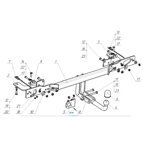 9020-A ORIS Фаркоп на Belgee X70 2024-, Geely Atlas Pro 2021-2024 без выреза в бампере. Тип шара: A. Нагрузки: 1500/75 кг, масса фаркопа 17 кг (без электрики в комплекте)