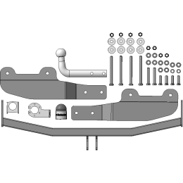 90917-A MOTODOR Фаркоп с оцинкованным шаром на Hyundai Staria 2021- без выреза в бампере. Тип шара: A. Нагрузки: 1850/75 кг, масса фаркопа 18,4 кг (без электрики в ко