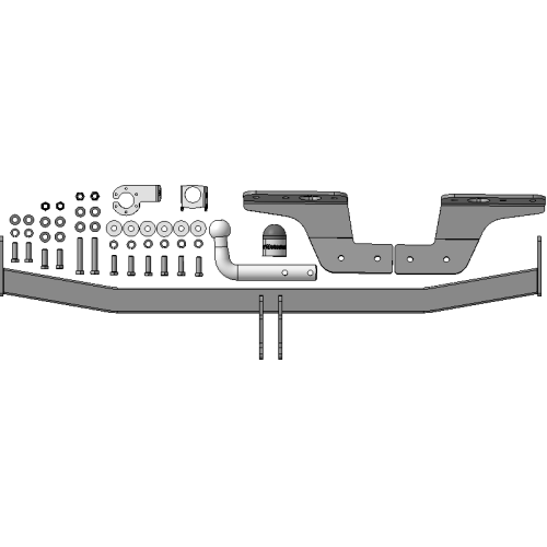 91009-A MOTODOR Фаркоп с оцинкованным шаром на Kia Carnival 2021- без выреза в бампере. Тип шара: A. Нагрузки 2000/100 кг, масса фаркопа 20,1 кг (без электрики в комплекте)