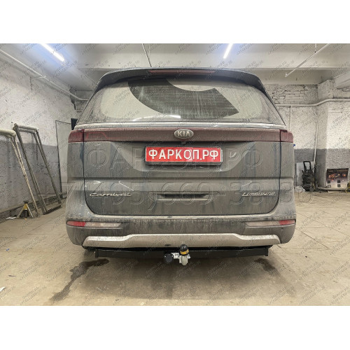 91009-A MOTODOR Фаркоп с оцинкованным шаром на Kia Carnival 2021- без выреза в бампере. Тип шара: A. Нагрузки 2000/100 кг, масса фаркопа 20,1 кг (без электрики в комплекте)