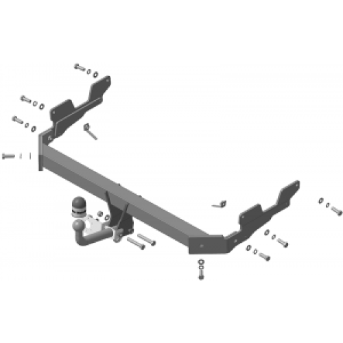 91101-A MOTODOR Фаркоп с оцинкованным шаром на Mazda CX-5 2012-2017, CX-5 2 2017-2025 без выреза в бампере. Тип шара: A. Нагрузки: 1500/75 кг, масса фаркопа 20 кг (без электрики в комплекте)